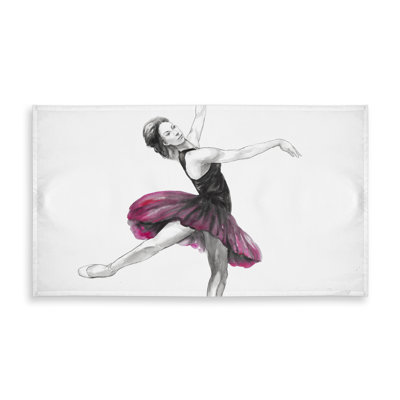 White Bedroom Tablecloth - Small Pink Ballerina Design, Home Decor