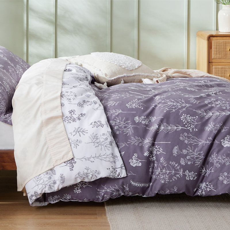 Ensemble de housse de couette réversible pour grand lit - housse de couette réversible avec fermeture à glissière, ensemble de literie à motif floral 3 pièces