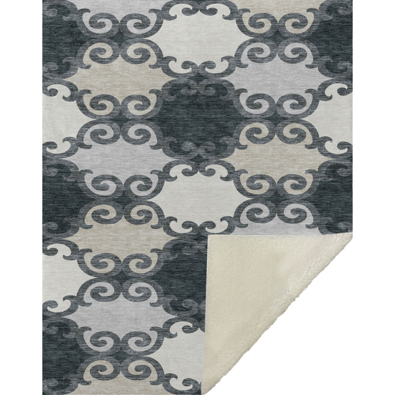 Jeté en laine Sherpa ASB883 Addison, Gris
