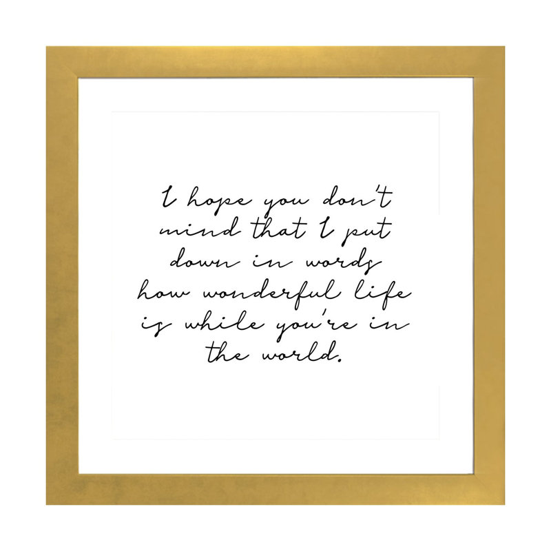 «Typo? 1 Square», reproduction d'art textuel, H 24 po x l 24 po x p 1 po, Papier encadré doré, Blanc