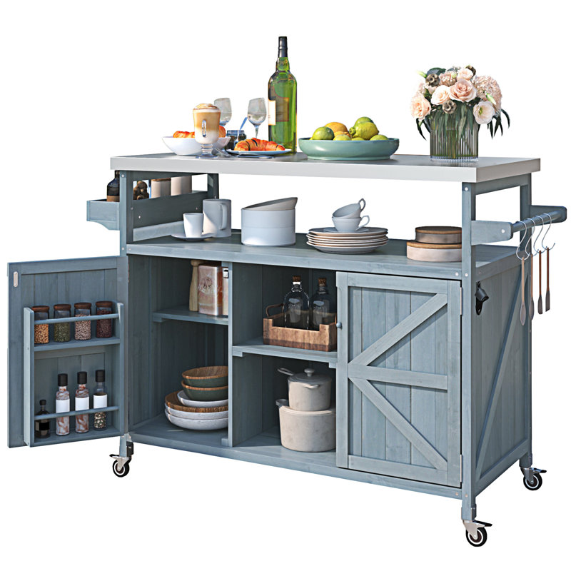 Îlot de cuisine extérieur (tabouret non inclus), Bleu