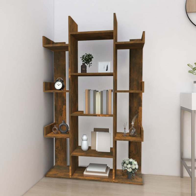 Ayal 140cm H x 86cm W Library Bookcase, Smoked Oak