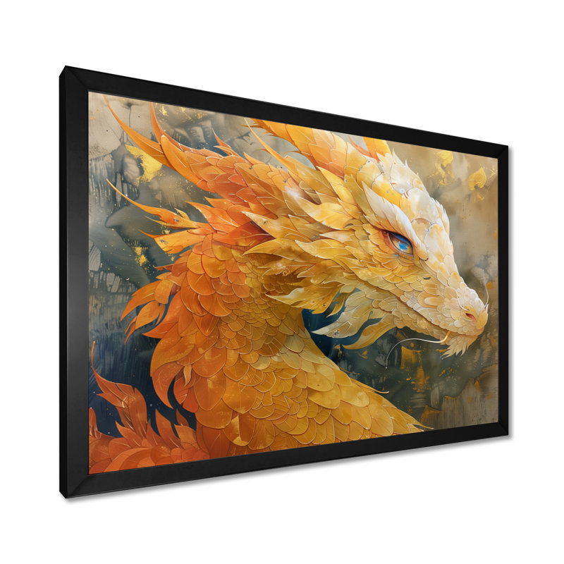 Wattson - Dragons Wall Art Living Room, Toile encadrée noire simple, H 12 po x l 20 po x P 1 po