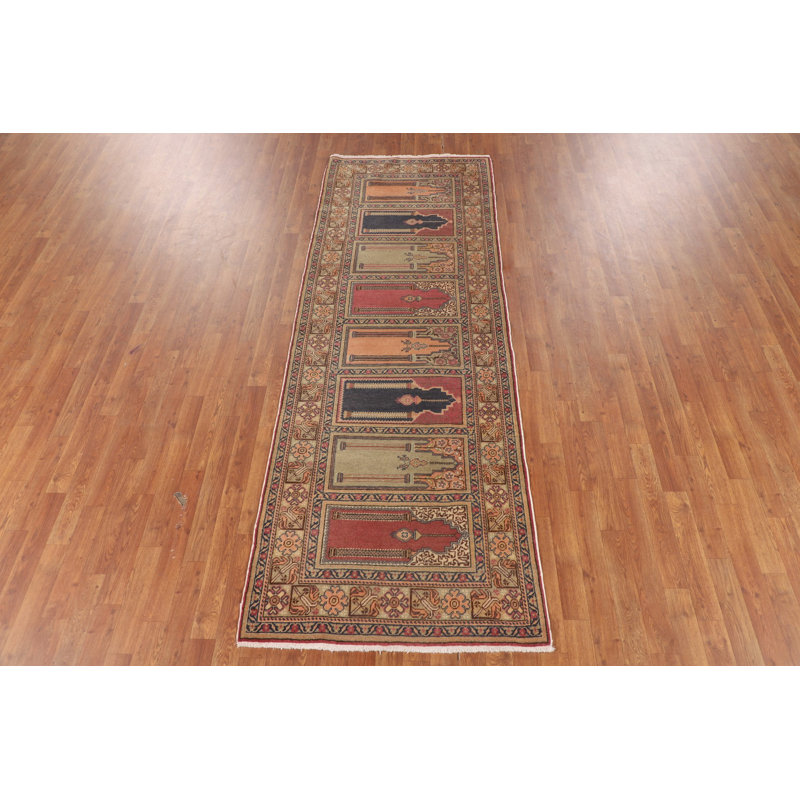 Handmade Wool Anatolian Turkish Runner Rug 3x9