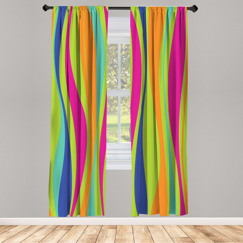 Microfiber Floral Semi-Sheer Rod Pocket Curtain Panels, 28" W x 63" L, White/Green/Red