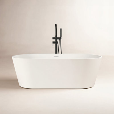 Solid Surface Oval Freestanding Soaking Bathtub