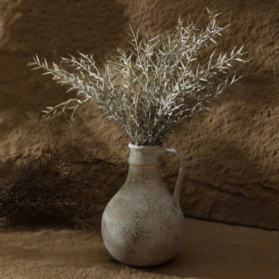 Retro Handmade Ceramic Vase 8.1in Tabletop Decorative Flower Pot