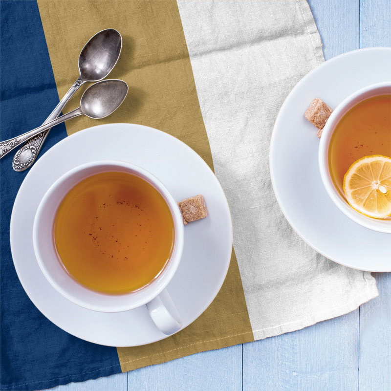 Stripe Tea Towel Kitchen Towel, Navy Blue/Gold Basketball, Cotton Blend