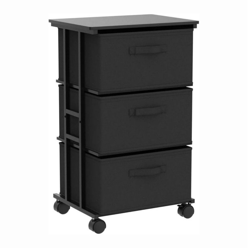 Color 3 Drawer Storage Drawer, Black