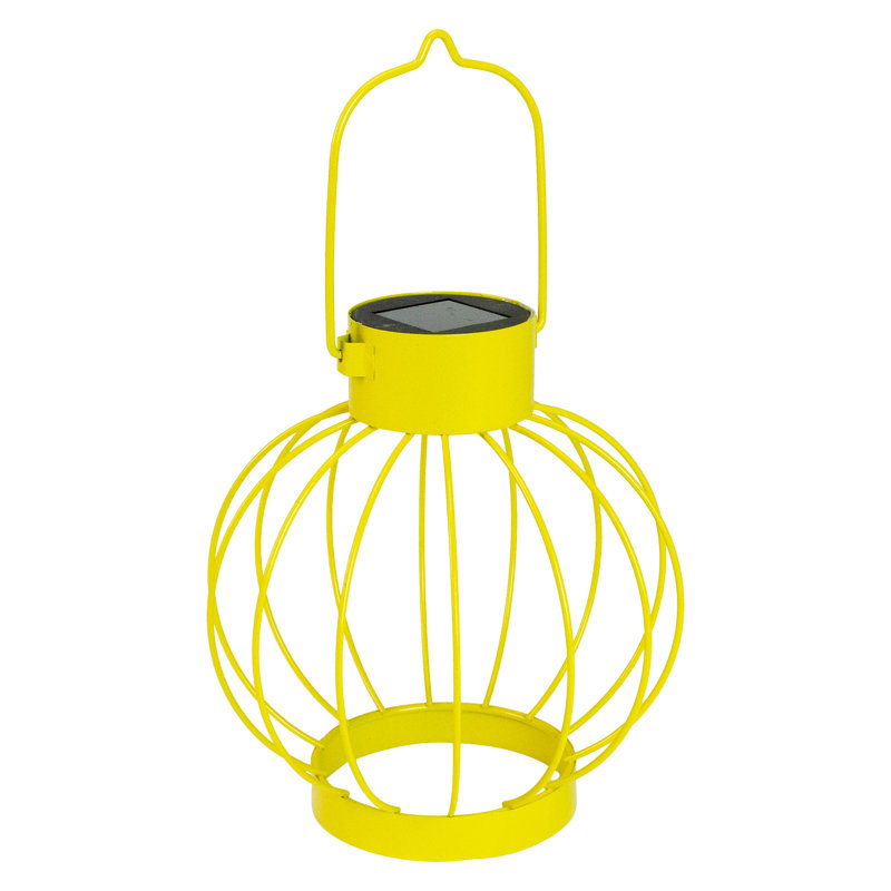 6.5" Outdoor Hanging LED Solar Lantern with Handle, Yellow