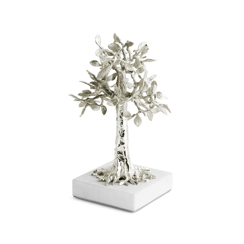 Flights of Fancy Foliated Cross Sculpture, Silver