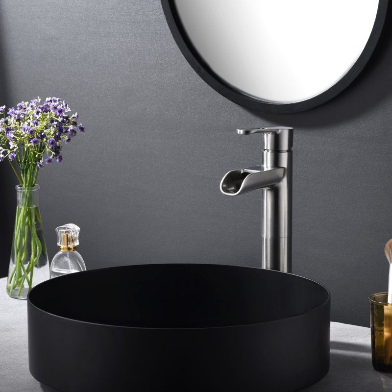 Sozu Collection Single-Handle Tall-Vessel Lavatory Bathroom Sink Faucet with Drain Assembly - Brushed Nickel, Brushed Nickel