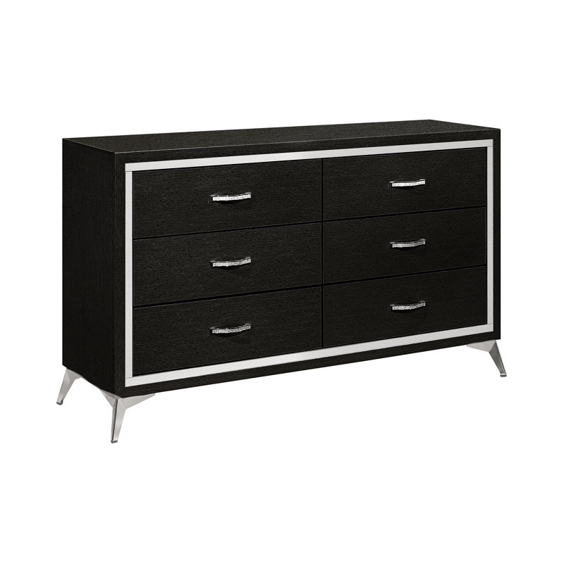 Maxo 58.4'' W 6 - Drawer Dresser, Black