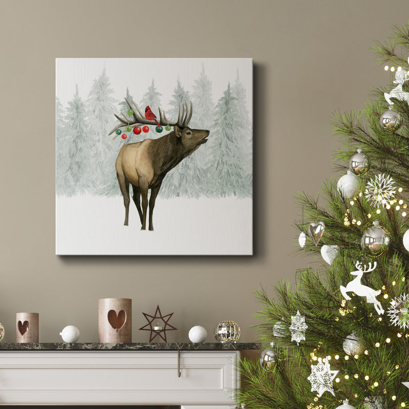 Festive Forest II - Toile tendue avec châssis de qualité supérieure - prête à être accrochée, H 24 po x l 24 po x P 1,5 po