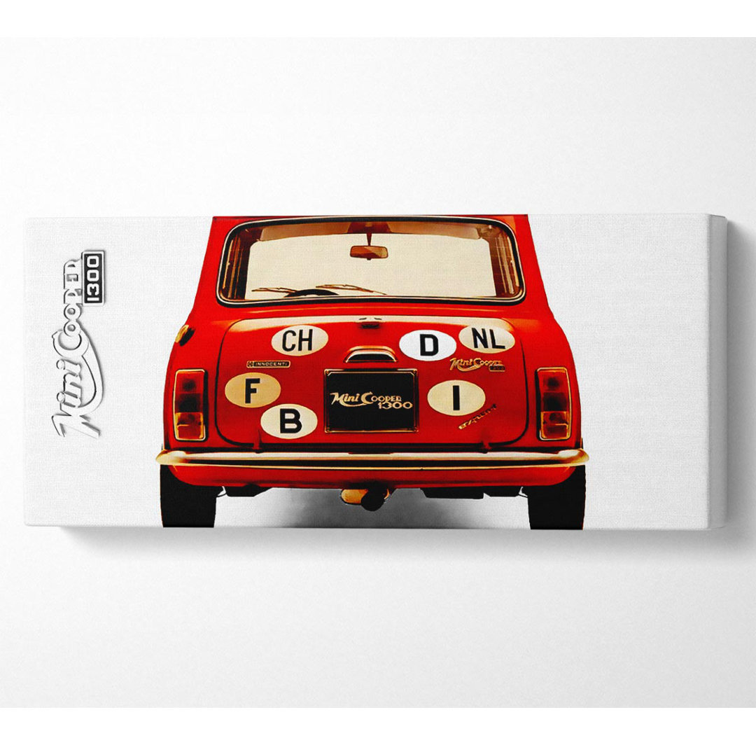 Mini Cooper Retro Heck - Kunstdrucke aus gewickelter Leinwand