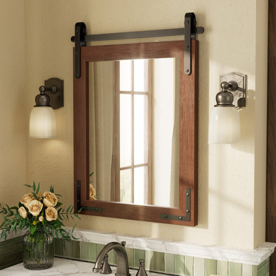 Amara Rustic Farmhouse Solid Wood Framed Tempered Glass Wall Mirror