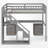 Wood Loft Bed With Built-In Desk, LED Lights And Storage-1188297856-1188297861