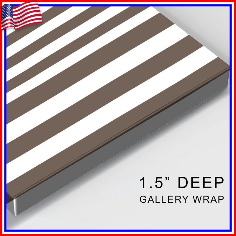 Brown White Stripes Canvas Gallery Wrap in Many Sizes, 12 x 12 pouces