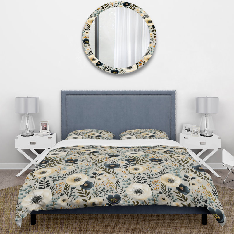 Ensemble de housse de couette Minimalist Boho Chic Floral, Housse de couette pour très grand lit et 2 très
