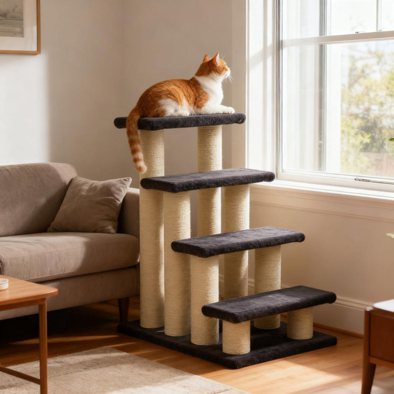 Tour pour chat à 4 niveaux, centre d'activité pour chat et poteau à griffer en sisal