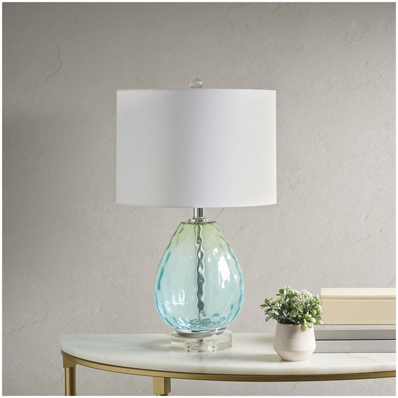 Lampe de table en verre Ombre, Bleu