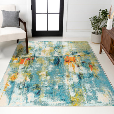 Tapis bleu / crème Lasley