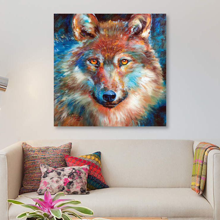 «Timber Wolf Abstract», reproduction sur toile, H 18 po x l 18 po x P 1,5 po, Toile tendue, Pas de tapis