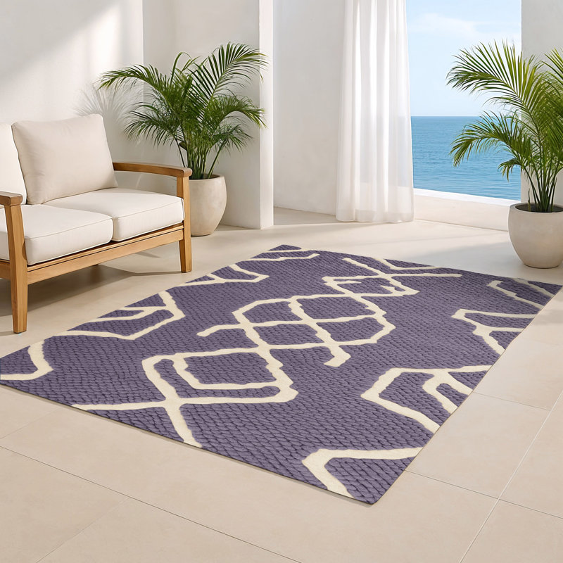 Tapis mauve intérieur et extérieur Trellis, Rectangulaire 8 pi x 10 pi