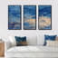 «Abstract Classic Blue and Gold II», reproduction de cadre photo sur toile 3 pièces-938930408-938930406