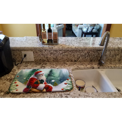 Mastiff and Santa Claus Dish Drying Mat