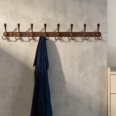 Red Antique Copper 8-Hook Heavy Duty Wall Mount Coat Rack, 29.5 Inch Rail