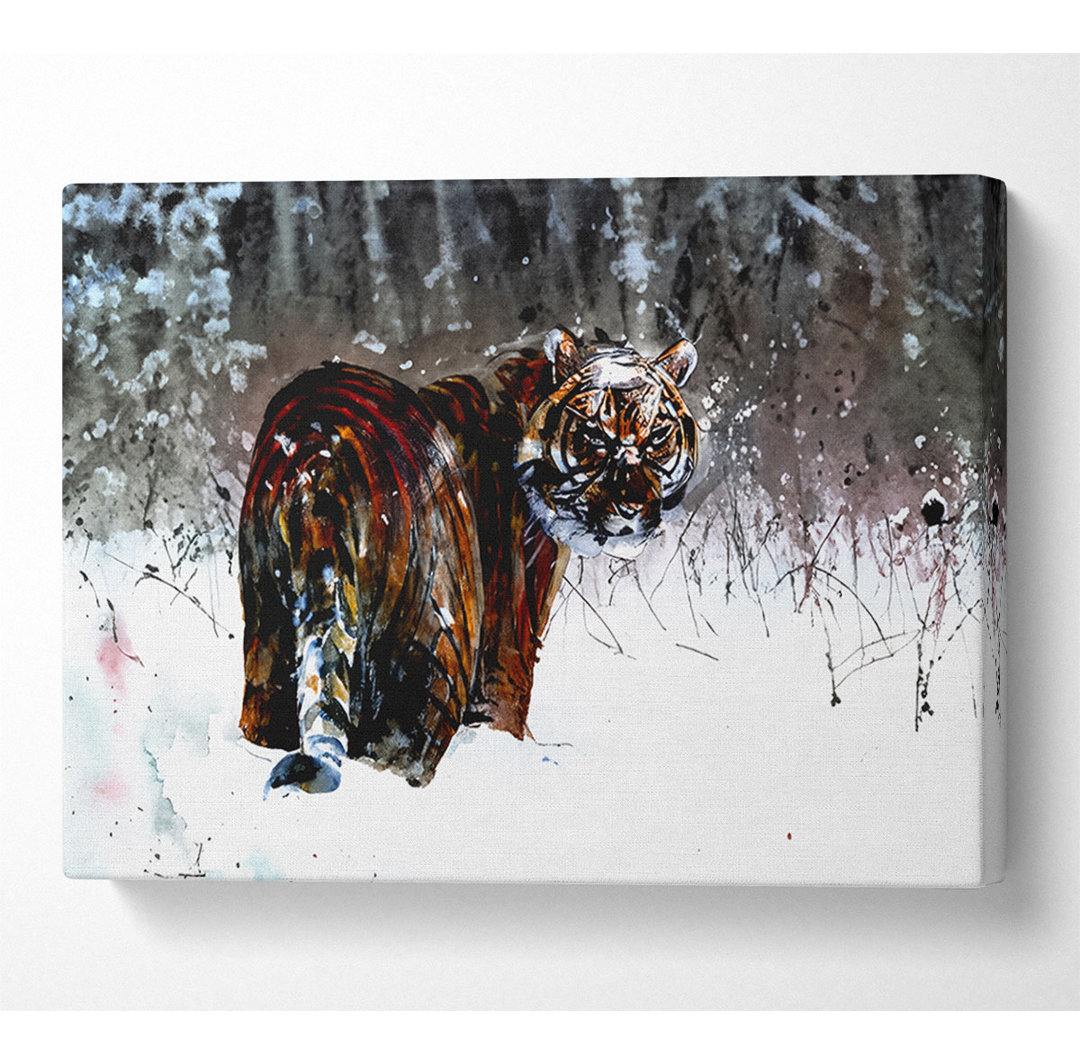 Tiger im Schnee - Kunstdrucke auf Leinwand