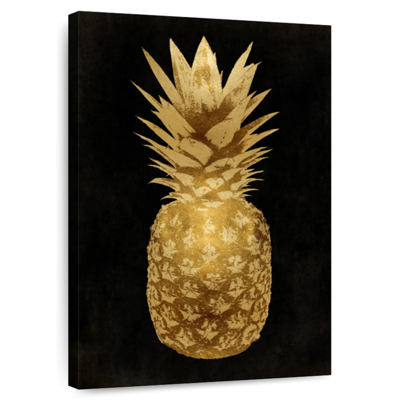 Yarlin Gold Pineapple On Black II, 24" H x 16" W