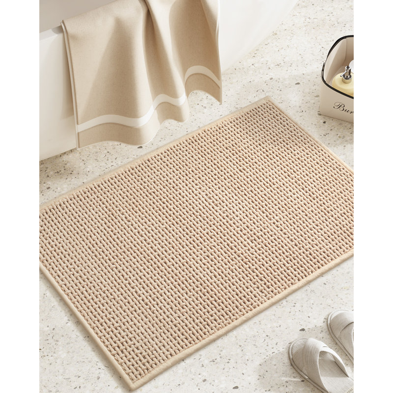Bairoil Non-Slip Chenille Bath Rug, Single - 23.5" W x 35.5" L, Khaki