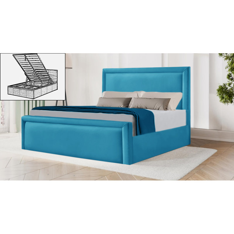Milan Upholstered Ottoman Storage Bed, Double (4'6), Teal