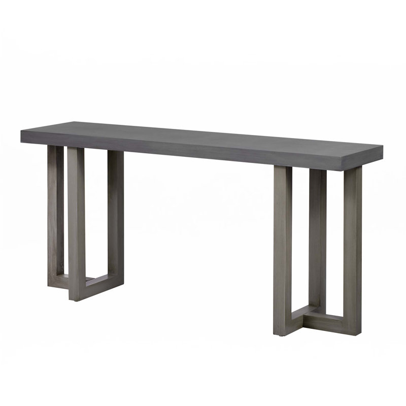Console à conception géométrique avec pieds en pin massif, Gris clair