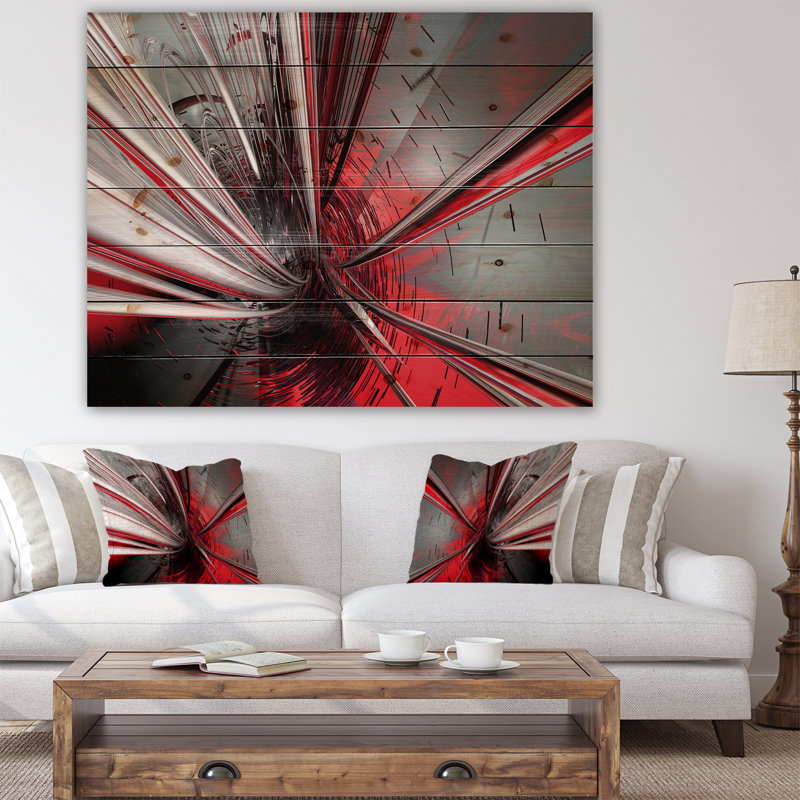 « Fractal 3D Deep into Middle » - Impression d'art graphique, H 36 po x l 46 po, Impression encadrée, Bois