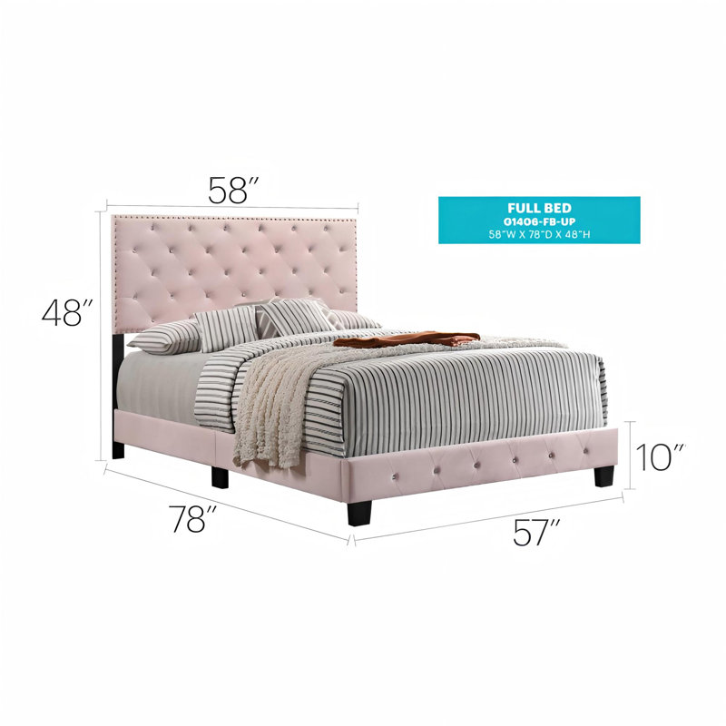 Chic Pink Transitional Full Bed