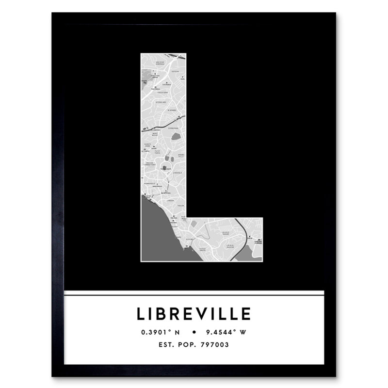 Libreville Gabon City Map by Wee Blue Coo - Single Picture Frame Typography