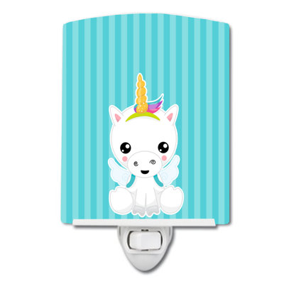 Unicorn on Stripes Ceramic Night Light