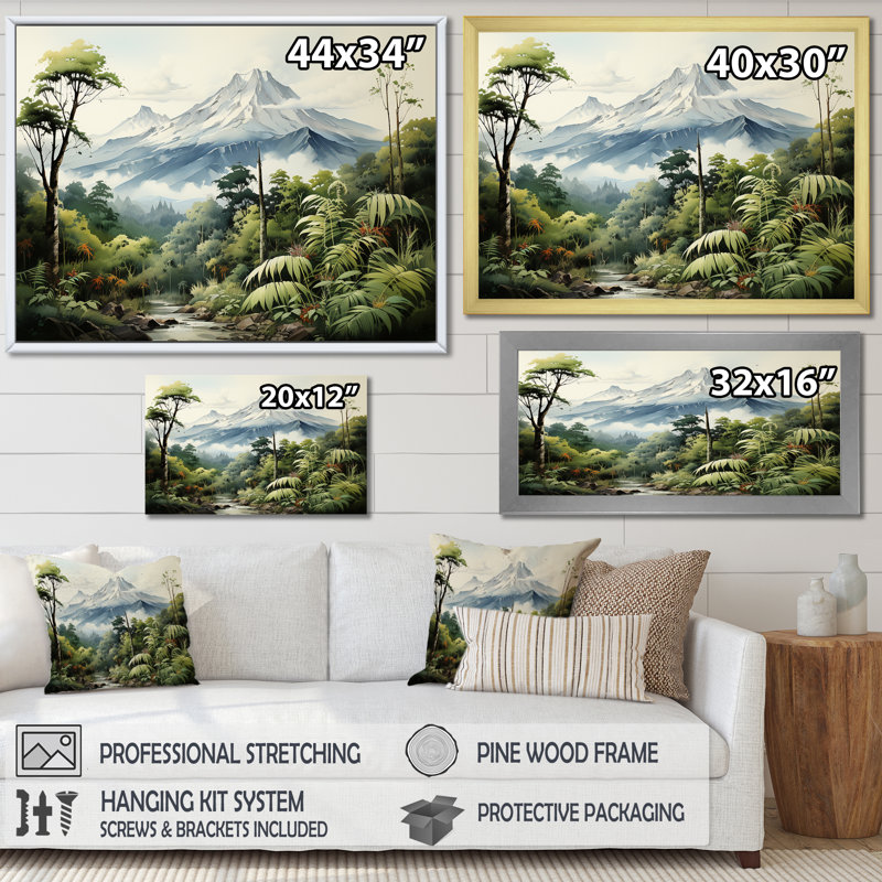 «Jungle Volcano Paradise» sur toile, Toile tendue, 24" H x 32" W