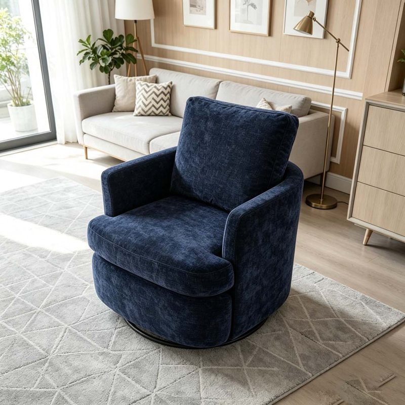 Fauteuil demi-tonneau pivotant à 360 degrés, Bleu