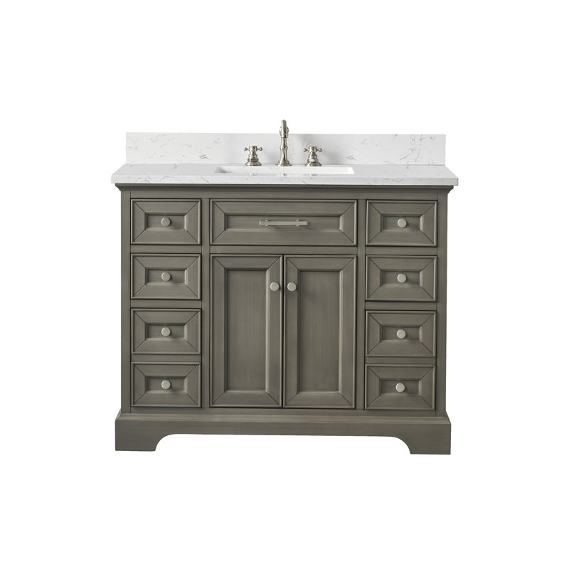 Thompson 42" W Single Bathroom Vanity, Silver Gray/Brushed Nickel