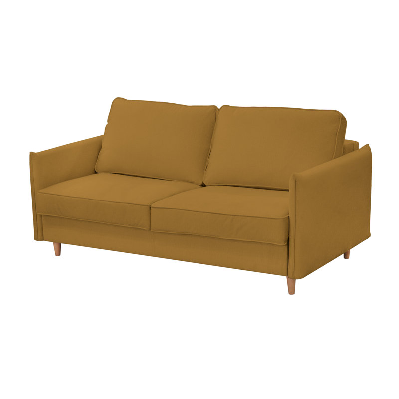 Mayrel Velvet Sofa Bed with Mattress, Yellow