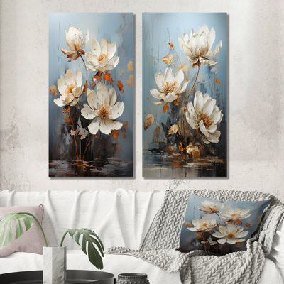 Ensemble de 2 décorations murales lotus lotus au clair de lune