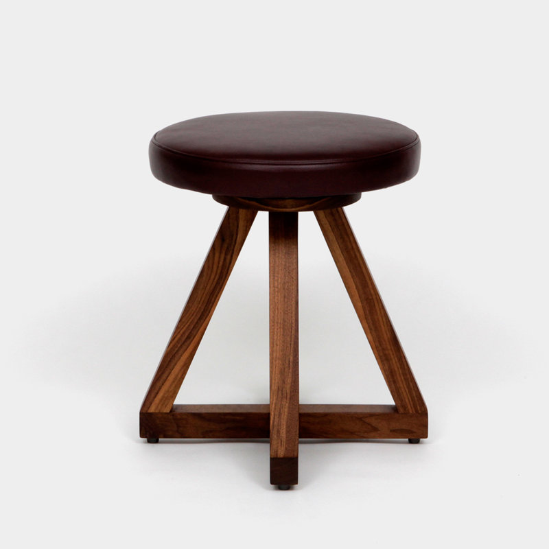 X Solid Wood Accent Stool, Burgundy, Oil-rubbed Walnut