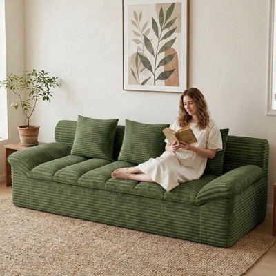 3 canapés-lits Setaser pour le salon, causeuse désossée de 71 po avec sièges profonds, 3 coussins, canapé moderne compressé pour chambre à coucher, bureau, appartement, sans assemblage, vert