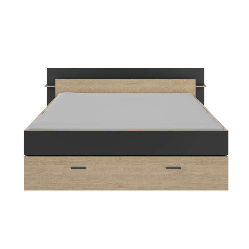 Wildermuth Storage Bed, European Kingsize, Black/Wood
