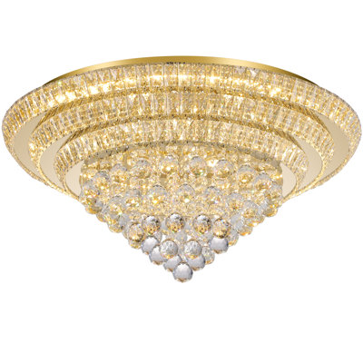 Plafonnier encastré 30 po avec lustres en cristal à intensité variable moderne avec télécommande