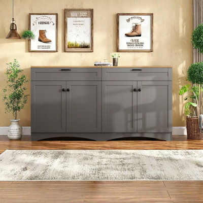 Tv Cabinet With Adjustable Shelves & Storage Drawers, Sideboard Buffet For Living Room, Bedroom, Or Dining Room, Multifunctional Media Console